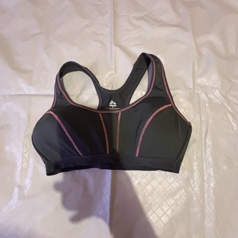 RBX Gray Sports Bra with Pink Highlights